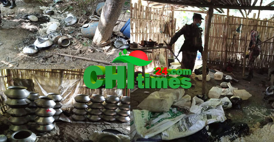 কাপ্তাইয়ের টাস্কফোর্সের অভিযানে ২ টি চোলাই মদের কারখানা ধ্বংস