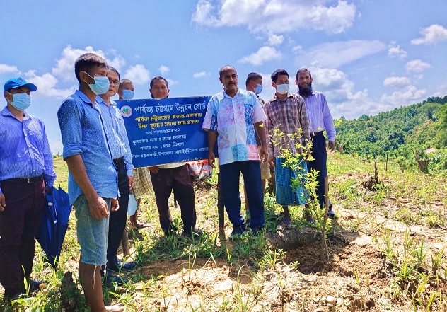 বাঘাইছড়িতে মিশ্র ফল ও মসলা বাগান পরিদর্শনে পার্বত্য সচিব