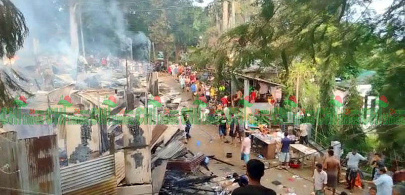 জুরাছড়িতে ভয়াবহ আগুনে বাজার পুড়ে ছাই; নি:স্ব অন্তত ৬০ ব্যবসায়ি