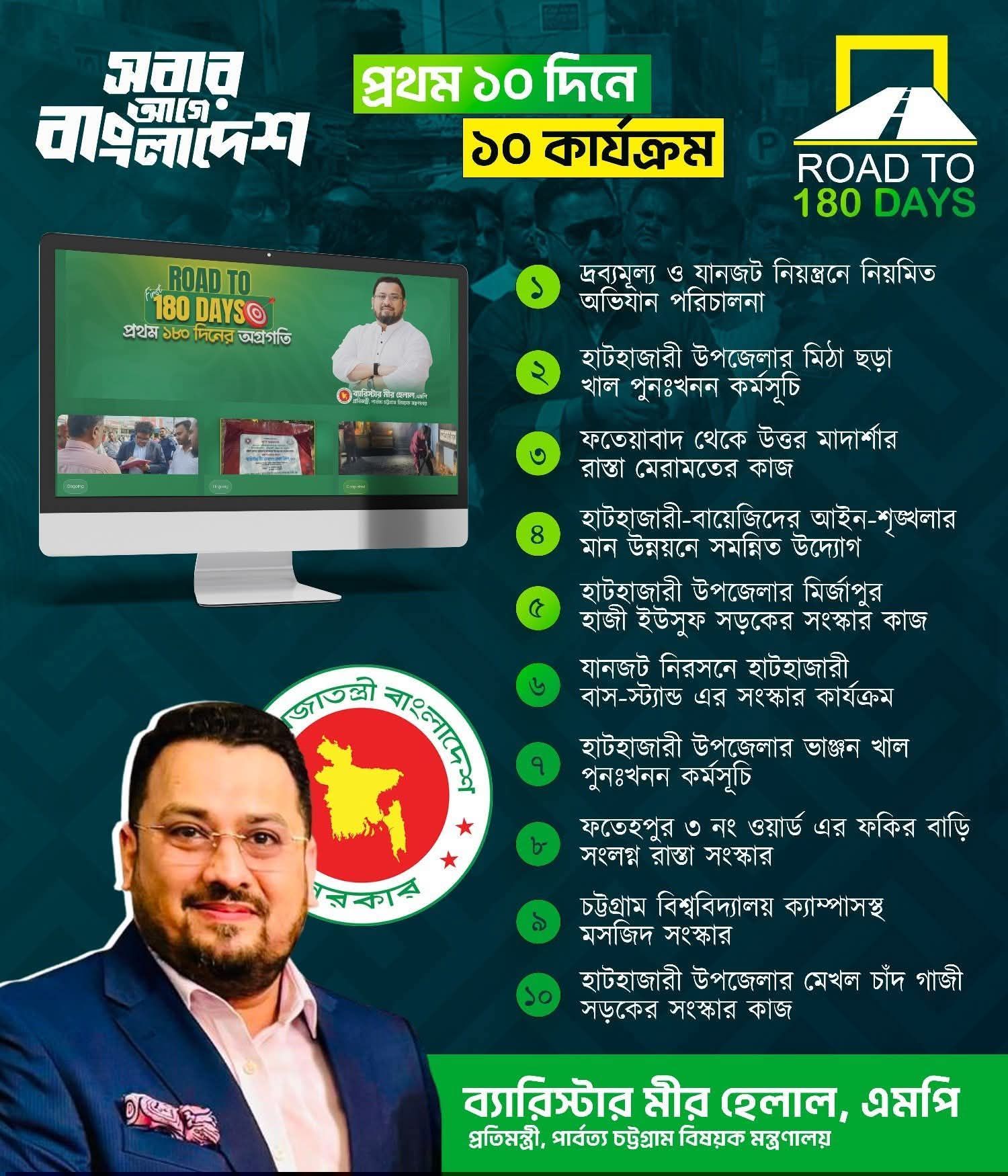 প্রতিমন্ত্রী মীর হেলালের ১৮০ দিনের কর্মপরিকল্পনা প্রকাশ