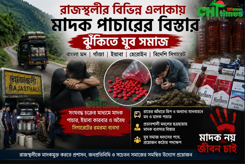 রাজস্থলীর বিভিন্ন এলাকায় মাদক পাচারের বিস্তার, ঝুঁকিতে যুব সমাজ