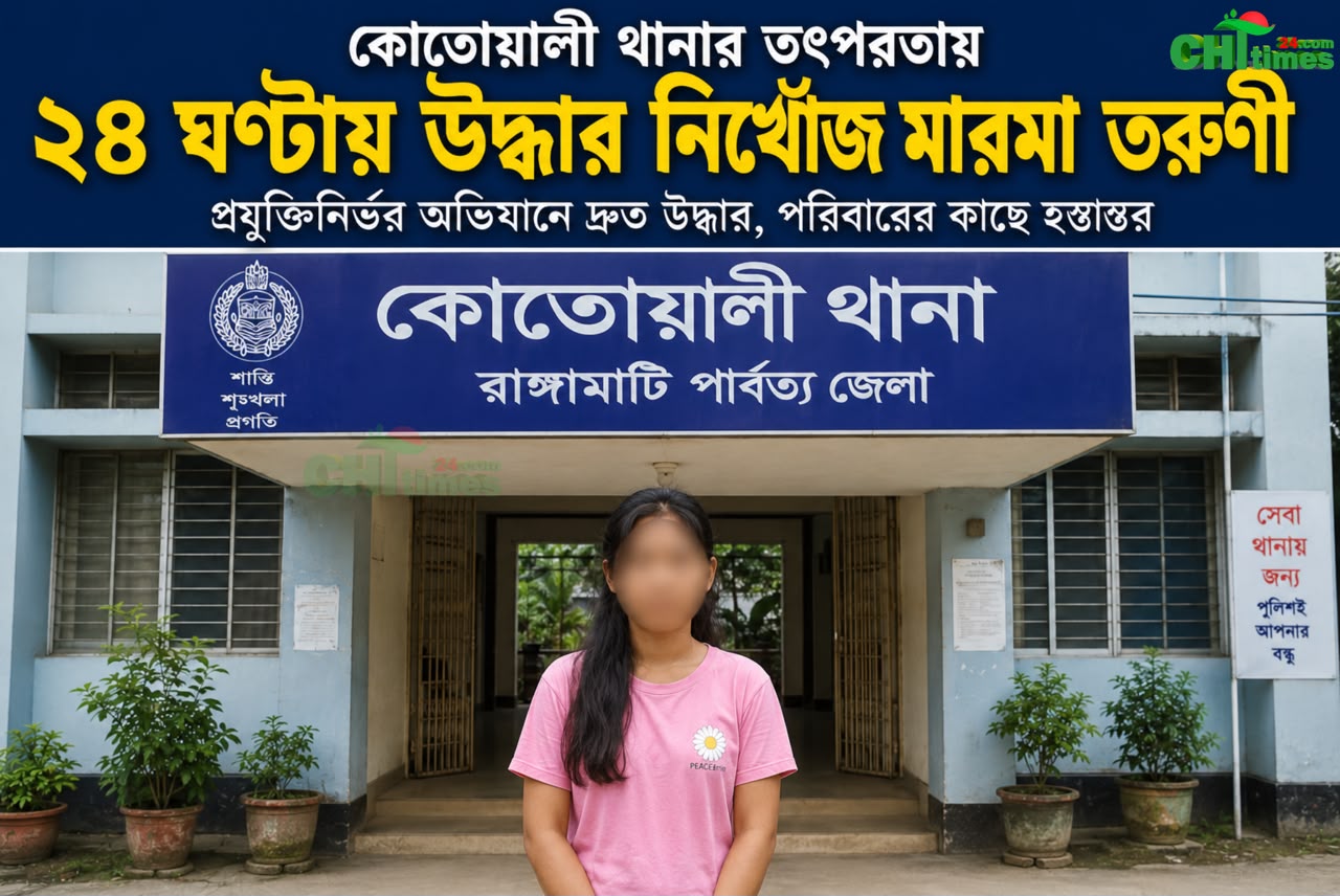 কোতোয়ালী থানার তৎপরতায় ২৪ ঘণ্টায় উদ্ধার নিখোঁজ মারমা তরুণী