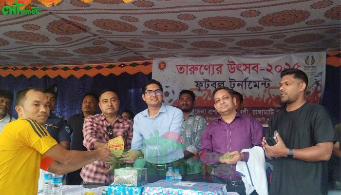 তারুণ্যের উৎসব ২০২৫ উপলক্ষে রাজস্থলীতে জমকালো ফুটবল টুর্নামেন্টের উদ্বোধন