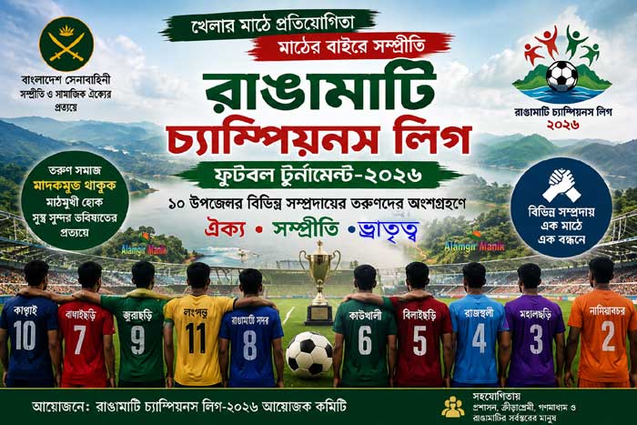 “ফুটবলের মাঠে এক হবে পাহাড়” রাঙামাটিতে শুরু হচ্ছে চ্যাম্পিয়নস লিগ